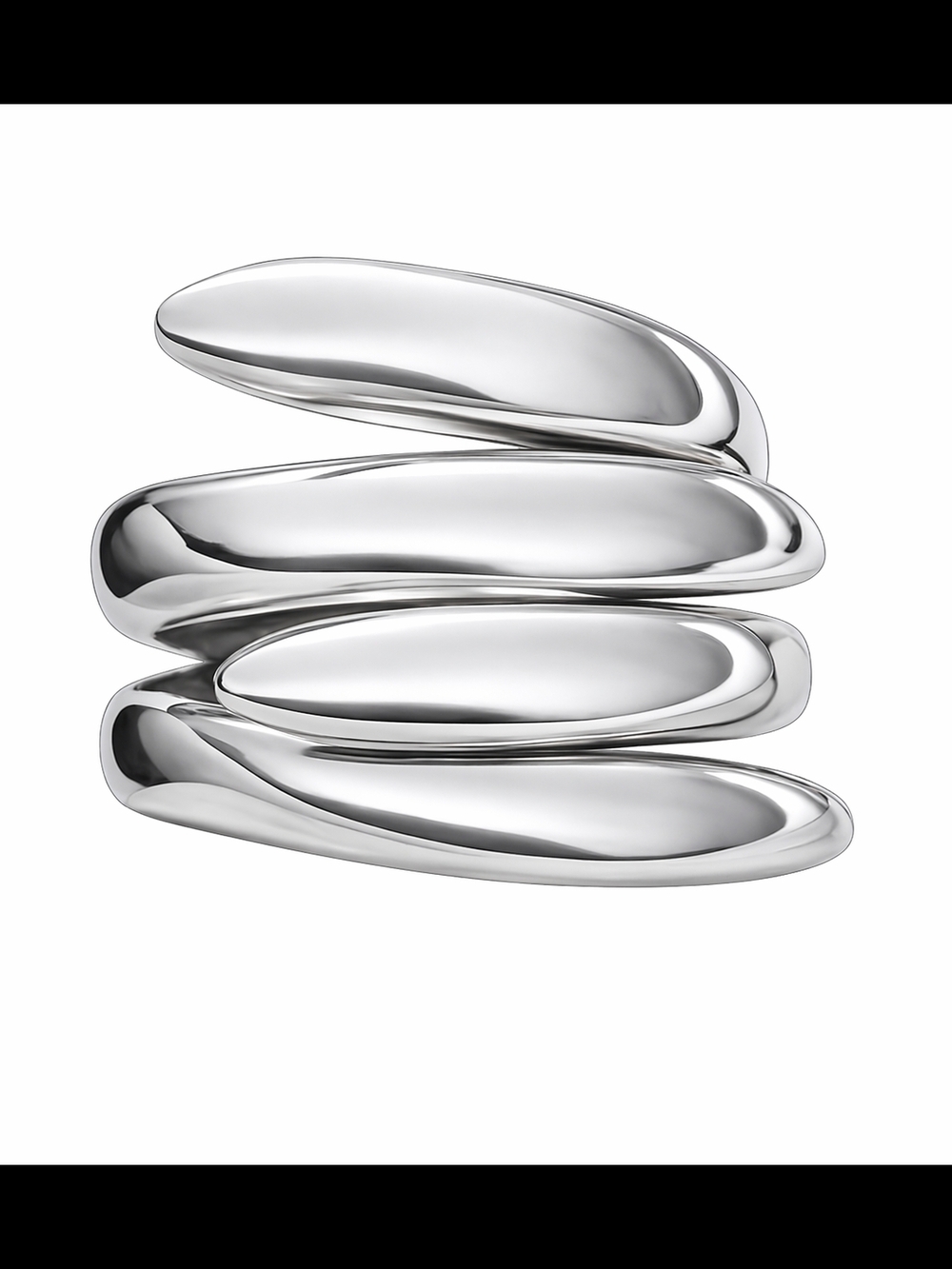 Silver Tone Sculpted Stackable Ring - Silver